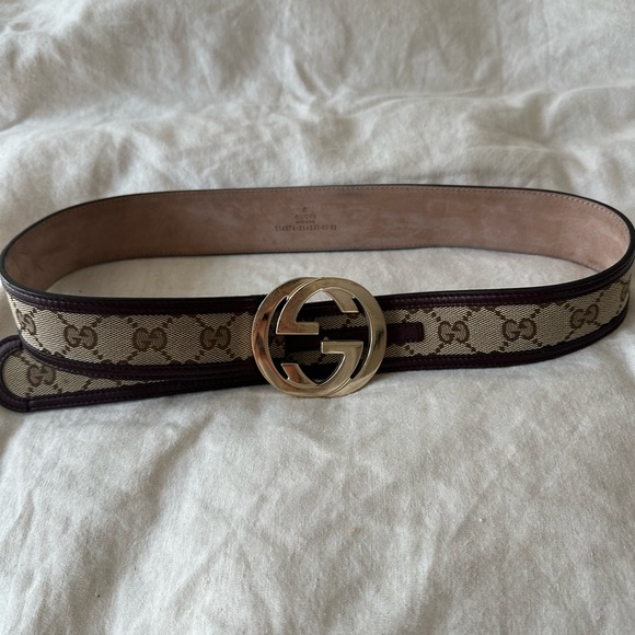 Gucci belt, canvas with purple trim - Picture 4 of 4